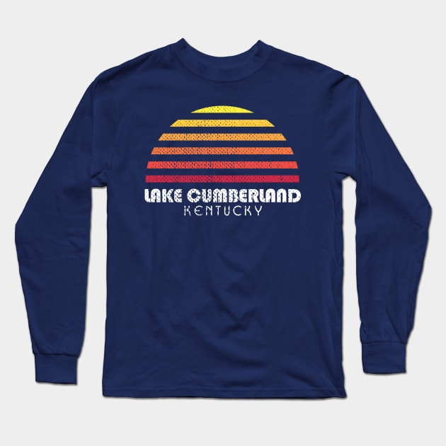 Lake Cumberland Kentucky Sunset Fishing Retro Long Sleeve T-Shirt by PodDesignShop